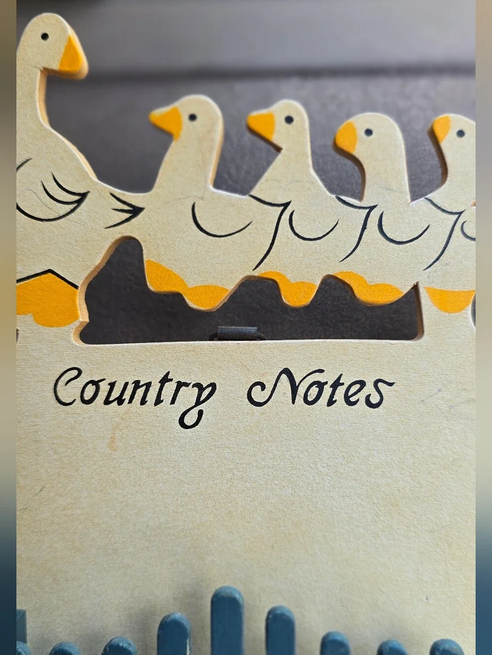 Vintage cottagecore farmhouse mother goose with goslings wood hanging notes pen